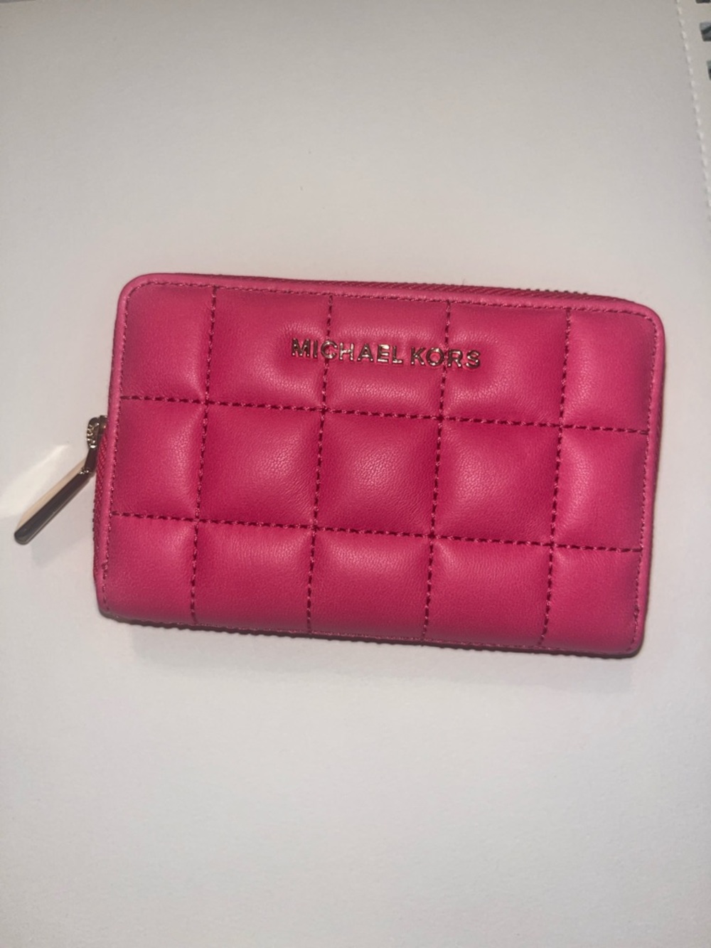 Michael Kors Hot Pink Quilted Zip-Around Wallet